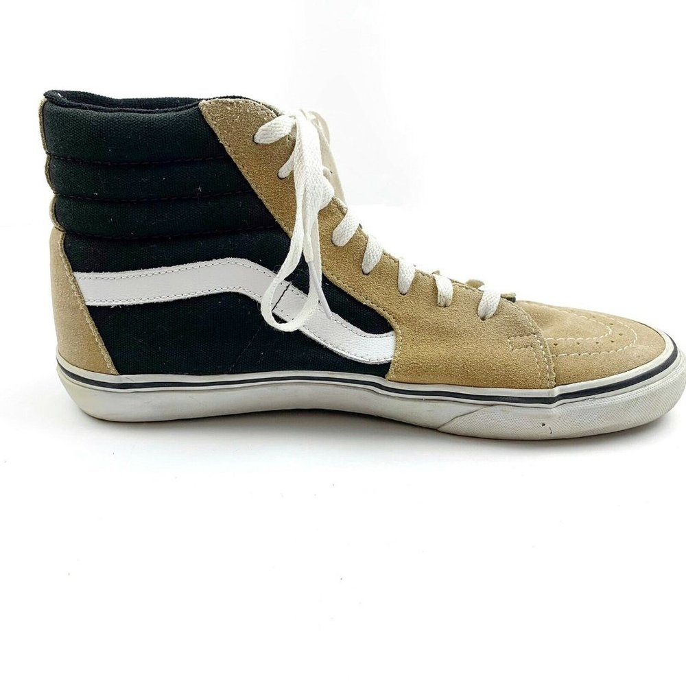 Vans S8-hi Beige Tan Black Color Block High Tops M - Picture 4 of 10